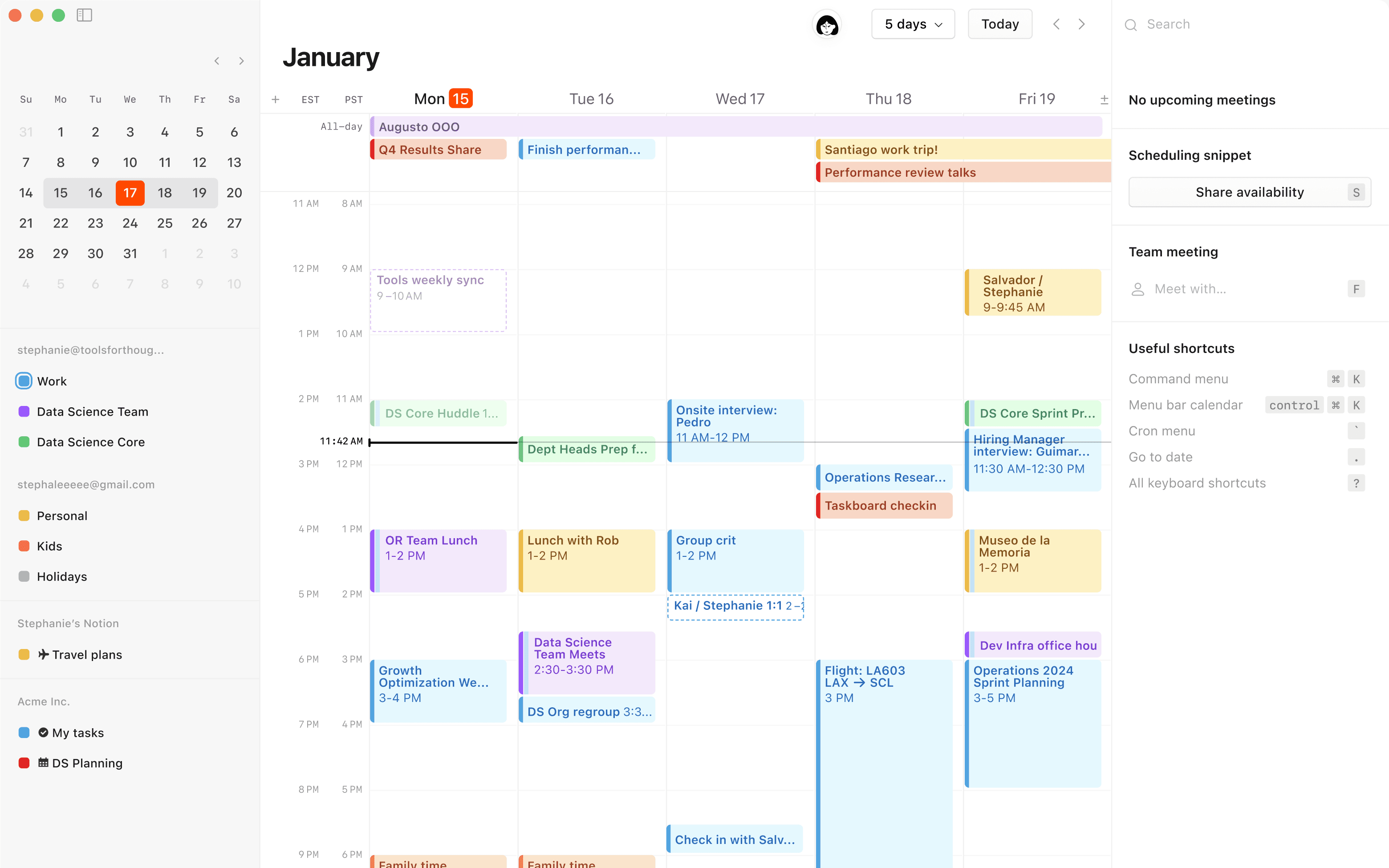 A screenshot of Notion Calendar on desktop