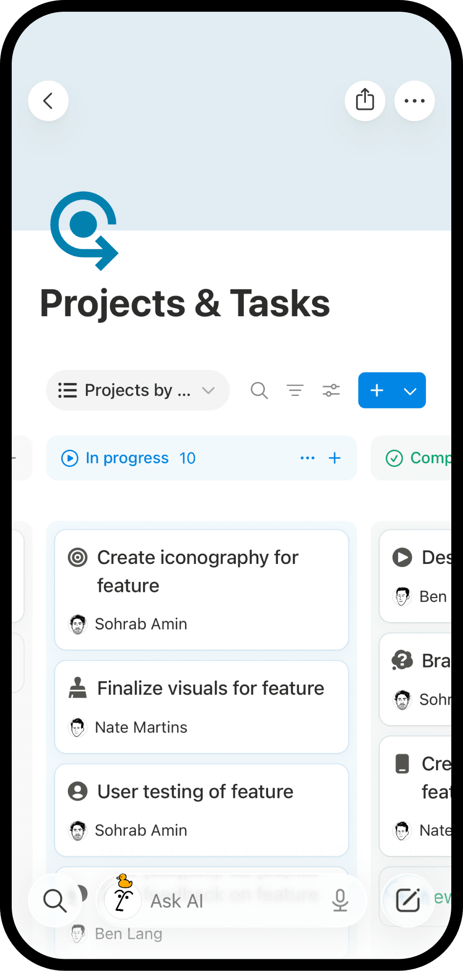 A screenshot of Notion on mobile