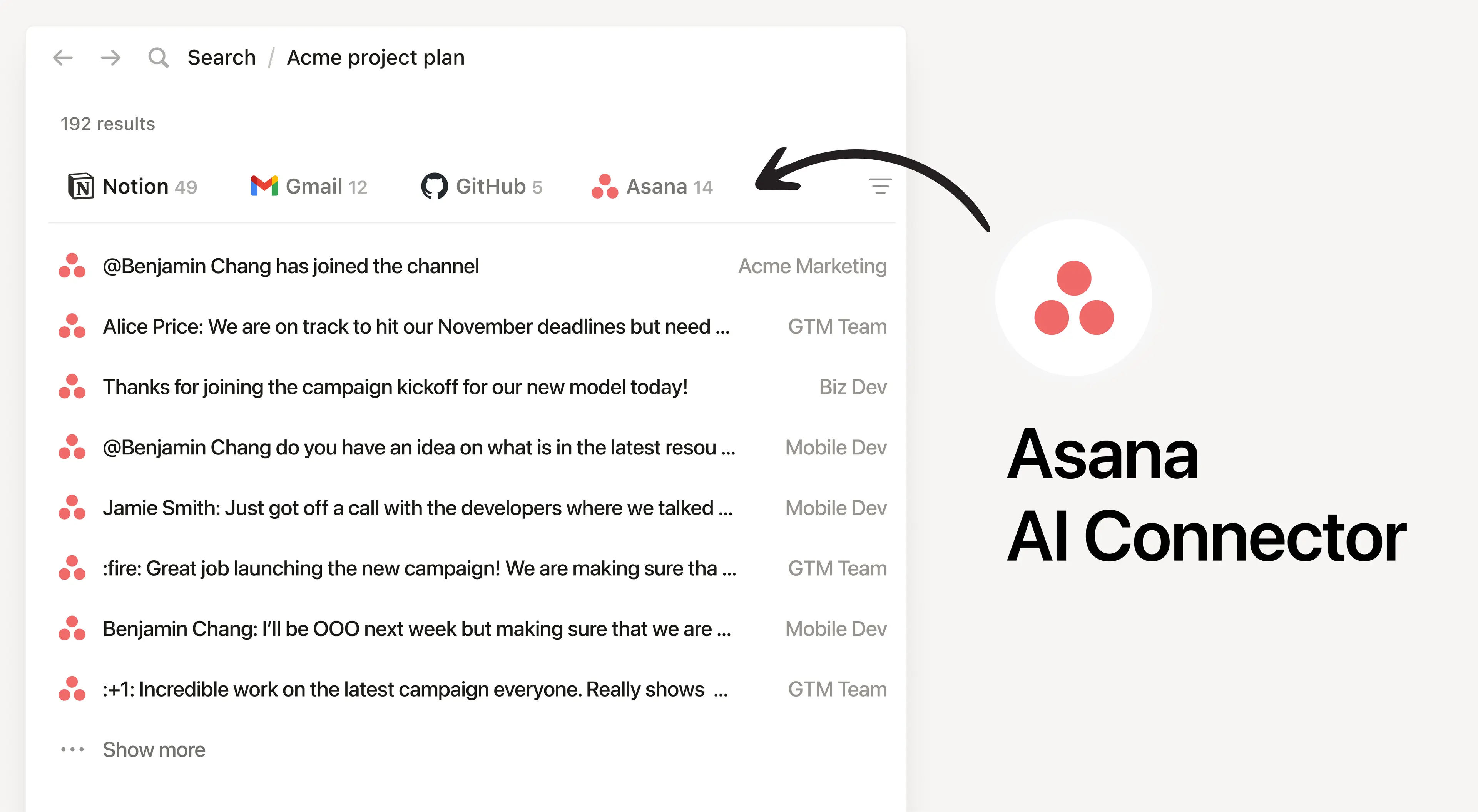 Search your Asana tasks and projects from Notion