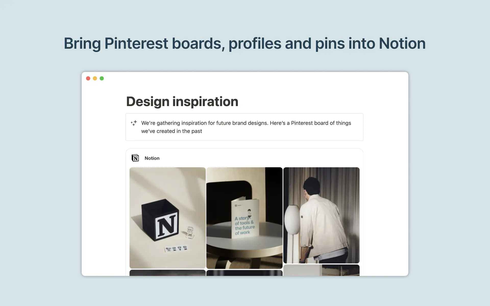 View Pinterest pins, boards and profiles in Notion