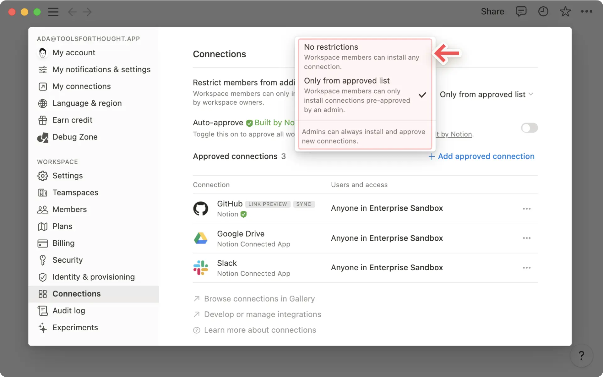 Intégration – Menu Enterprise