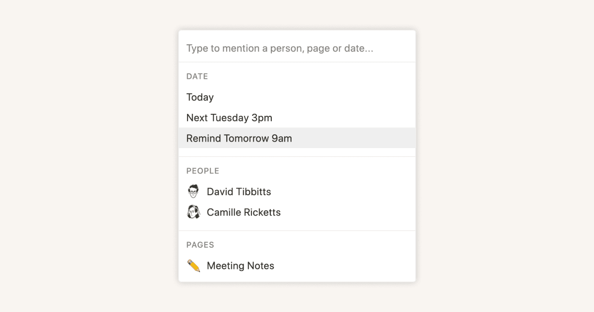 Reminders & @mentions