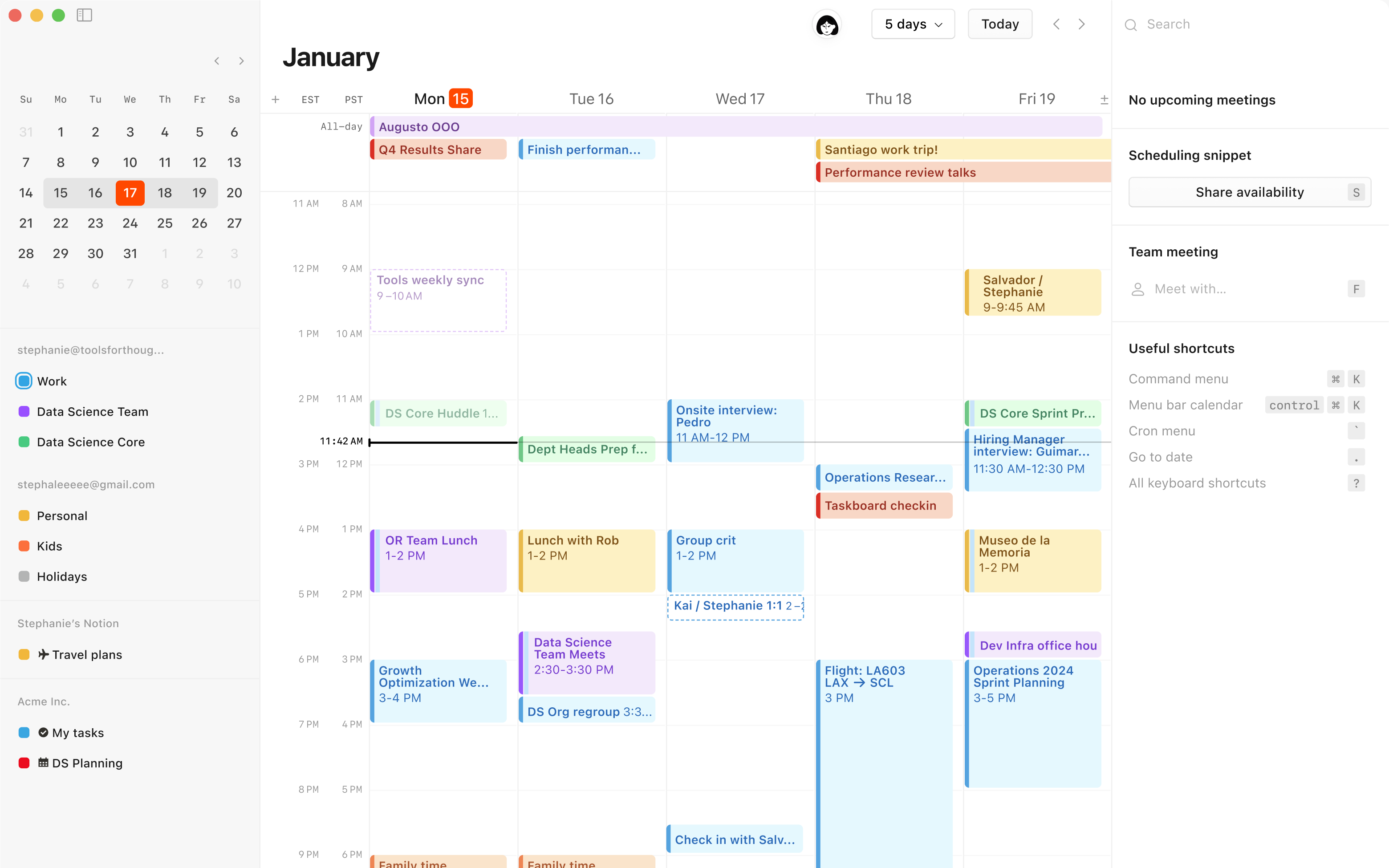 A screenshot of Notion Calendar on desktop